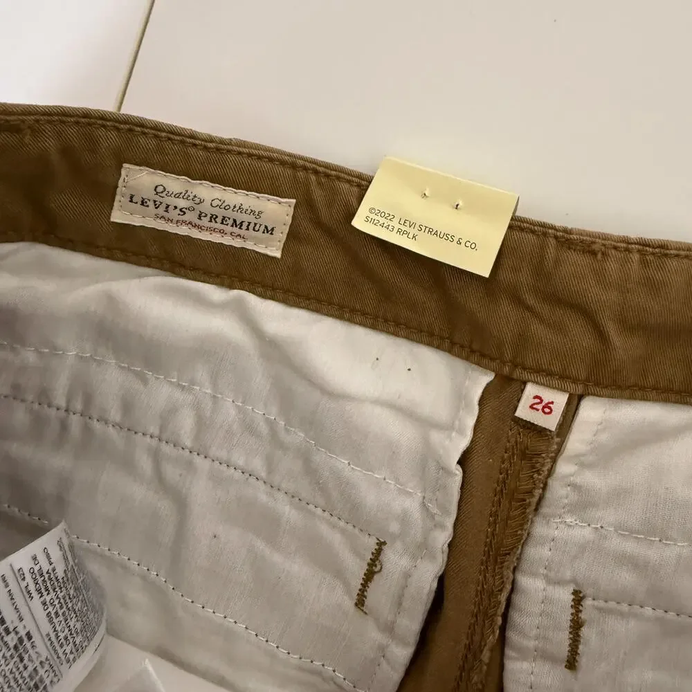 New Levi's Premium XL Chinos Wide Leg Baggy Pants Tan - 26x31 26W 31L